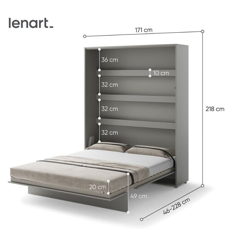 Dig-net nábytok Sklápacia posteľ Lenart BED CONCEPT BC-12 sivá | 160 x 200 cm 4