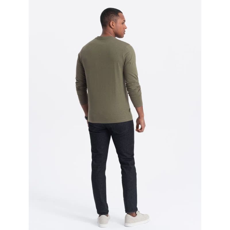 Pánske tričko s dlhým rukávom OMBRE Longsleeve OM-LSBL-0108 V-2 dark olive 5