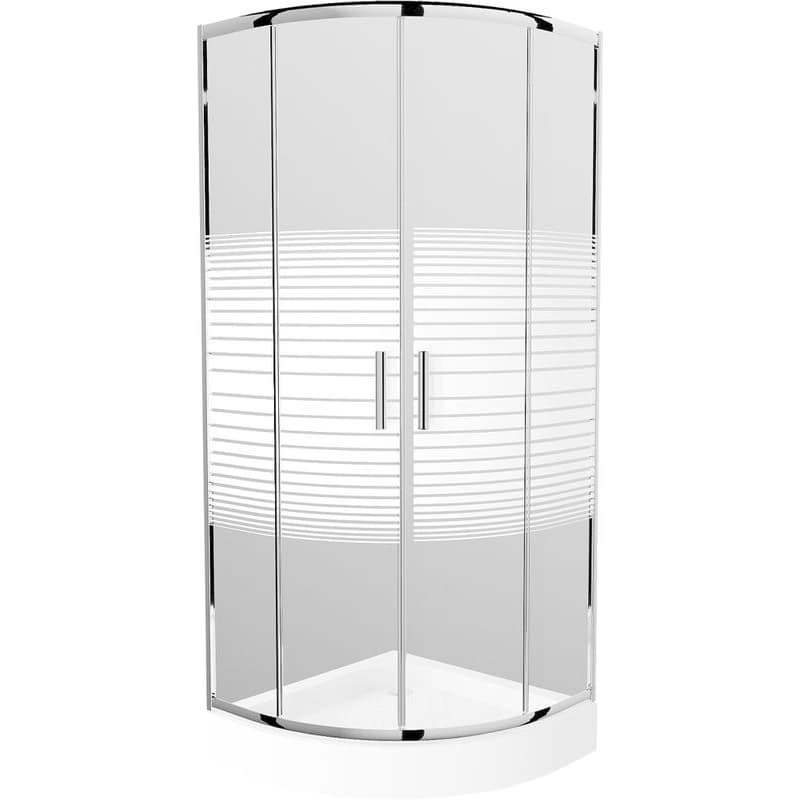 MEXEN/S - Rio štvrťkruhový sprchovací kút 90 x 90, dekor/mráz, chróm + vanička Rio 863-090-090-01-20-4710