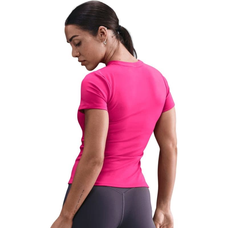 Dámske tréningové tričko s krátkym rukávom NIKE W NK ONE FTTD SS TOP RUSH PINK WHITE 3