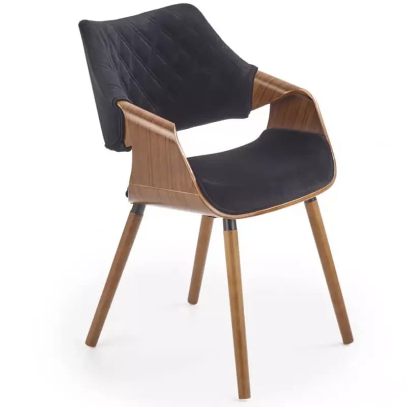 Stolička K396 drevo/velvet orech/čierna 56x55x77 1