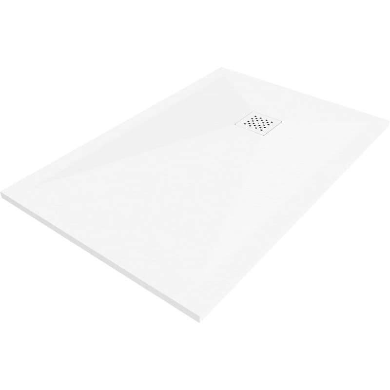 MEXEN/S - Stone+ obdĺžniková sprchová vanička 100 x 70, biela, mriežka biela 44107010-W 1