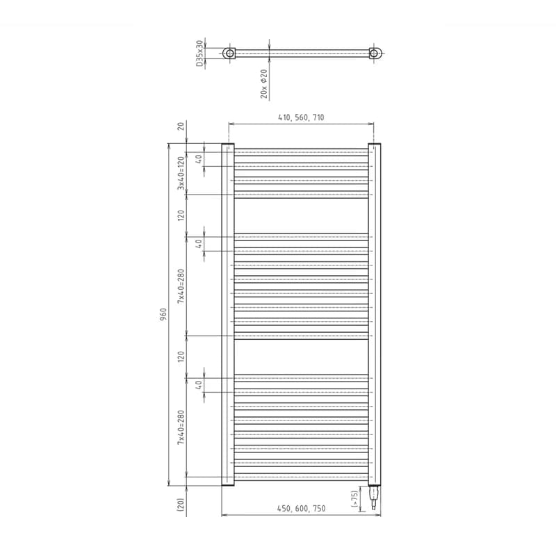 AQUALINE - DIRECT-E elektrické vykurovacie teleso, rovné, 450x960 300 W, biela ILE94T 5