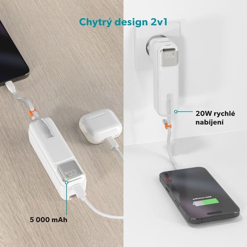 Epico 2in1 5000mAh powerbanka a adaptér ET30 3