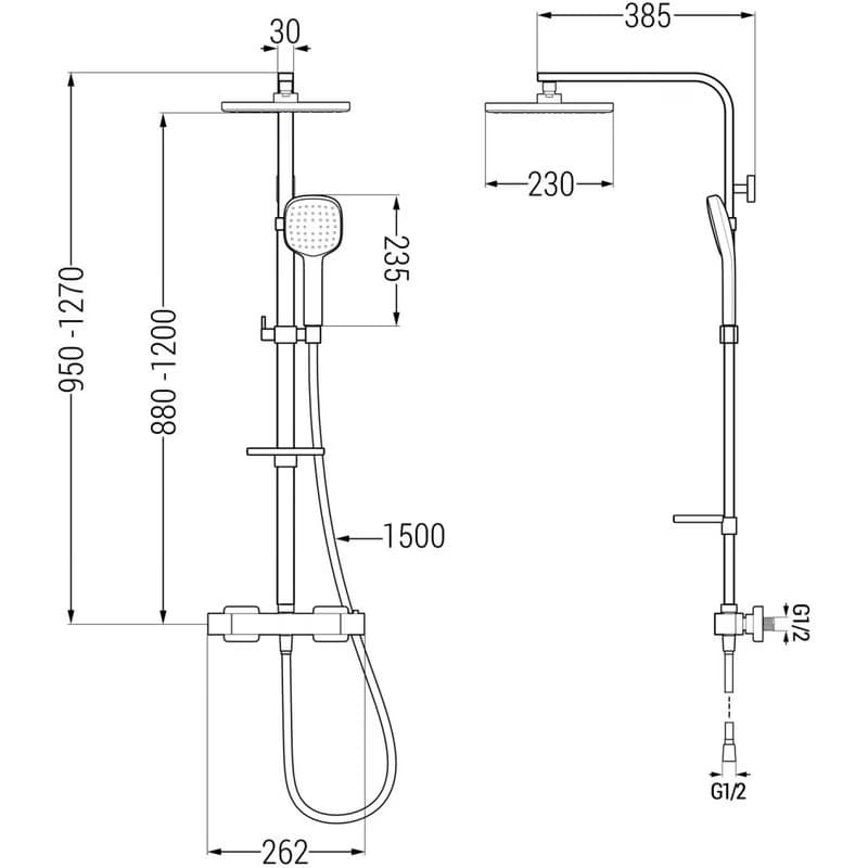 MEXEN/S - CQ33 sprchový stĺp s termostatickou batériou chróm 772503395-00 2