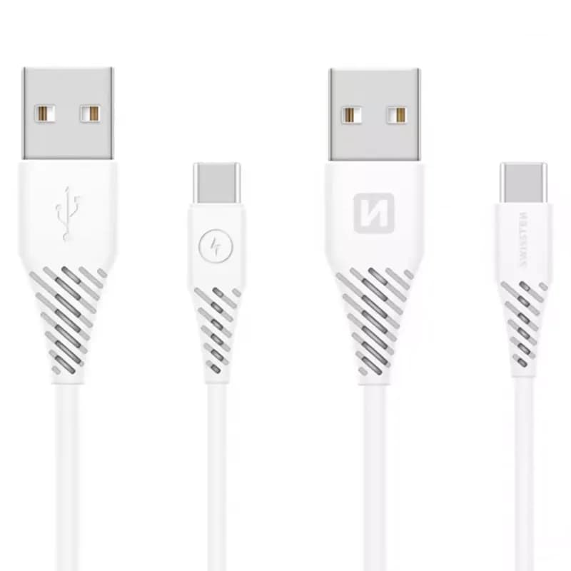 Kábel dátový Swissten USB / USB-C 3.1 biely 1,5 m (7 mm) 1