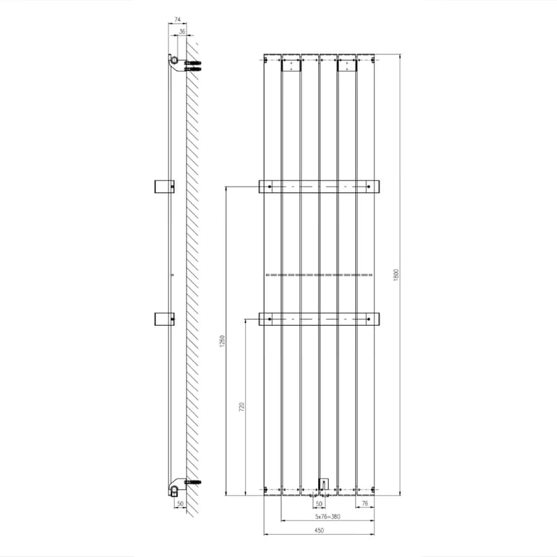 SAPHO - COLONNA vykurovacie teleso 450x1800, biela IR141 6