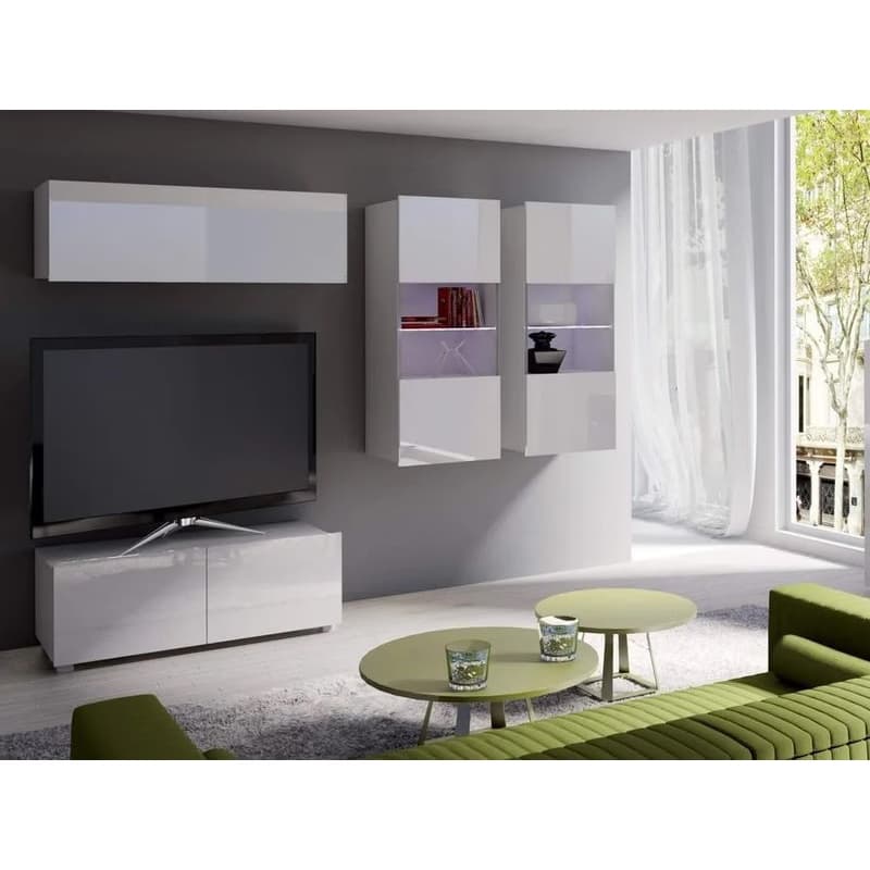 ArtGiB TV stolík 100 CALABRINI C-11 | biela/biely lesk 2