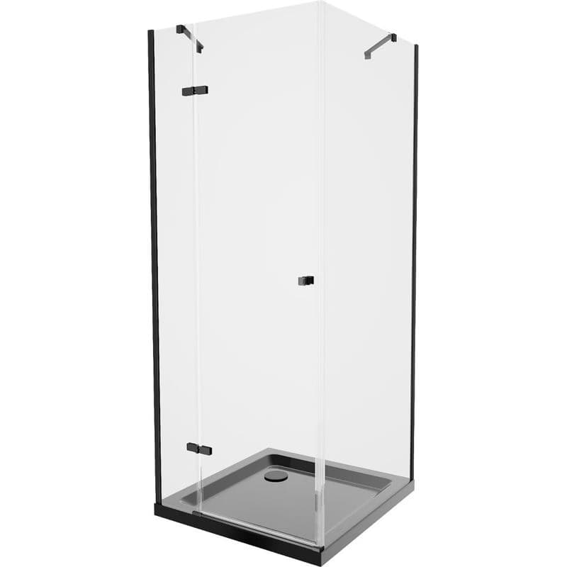MEXEN/S - Roma sprchovací kút 90x90, transparent, čierna + čierna vanička so sifónom 854-090-090-70-00-4070B
