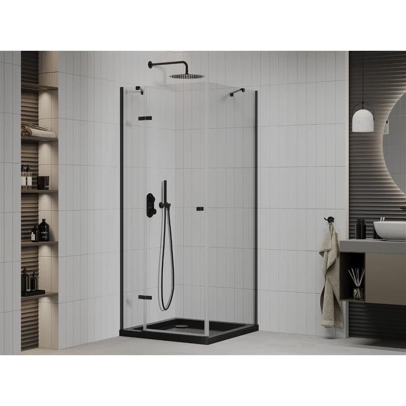 MEXEN/S - Roma sprchovací kút 90x90, transparent, čierna + čierna vanička so sifónom 854-090-090-70-00-4070B 2