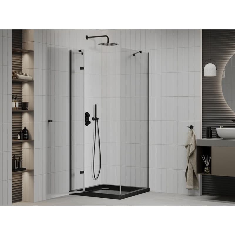 MEXEN/S - Roma sprchovací kút 90x90, transparent, čierna + čierna vanička so sifónom 854-090-090-70-00-4070B 3