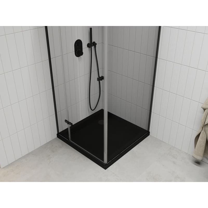 MEXEN/S - Roma sprchovací kút 90x90, transparent, čierna + čierna vanička so sifónom 854-090-090-70-00-4070B 4