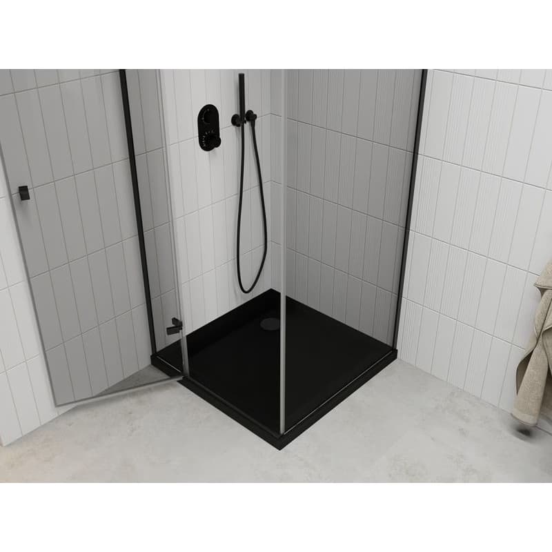 MEXEN/S - Roma sprchovací kút 90x90, transparent, čierna + čierna vanička so sifónom 854-090-090-70-00-4070B 5