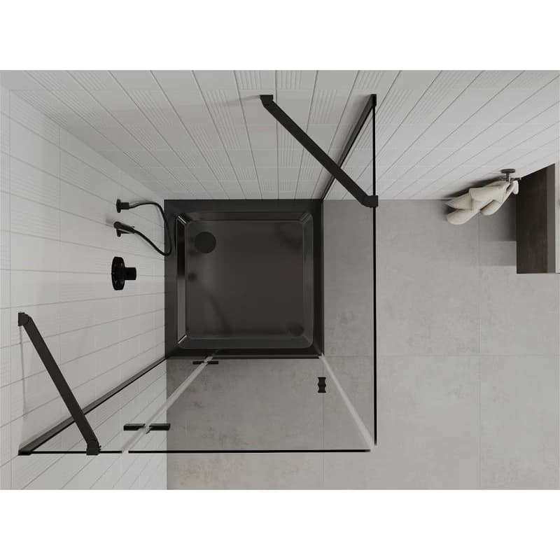 MEXEN/S - Roma sprchovací kút 90x90, transparent, čierna + čierna vanička so sifónom 854-090-090-70-00-4070B 6