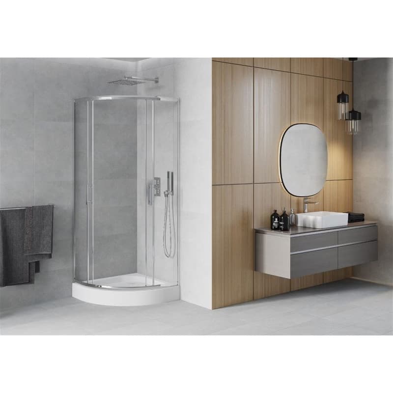 MEXEN/S - Rio štvrťkruhový sprchovací kút 80 x 80, transparent, chróm + vanička Rio 863-080-080-01-00-4710 3