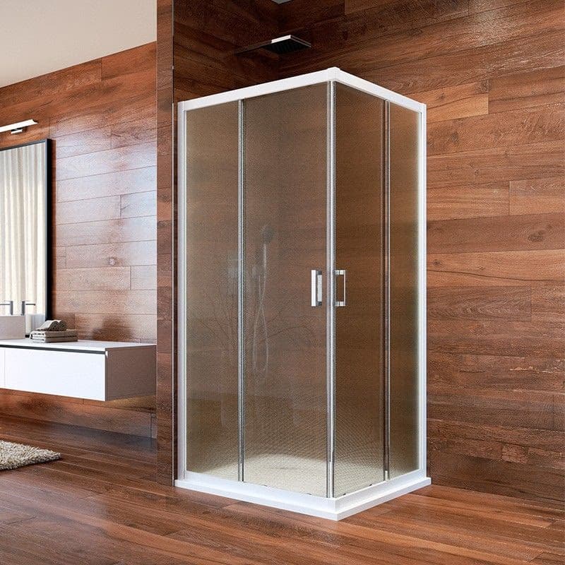 Mereo Sprchovací kút, Lima, štvorec, zasúvací, 90x90 cm, biely ALU, sklo Point CK608A02K 4