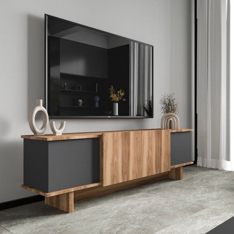 TV stolík Diana - Anthracite, Walnut 1