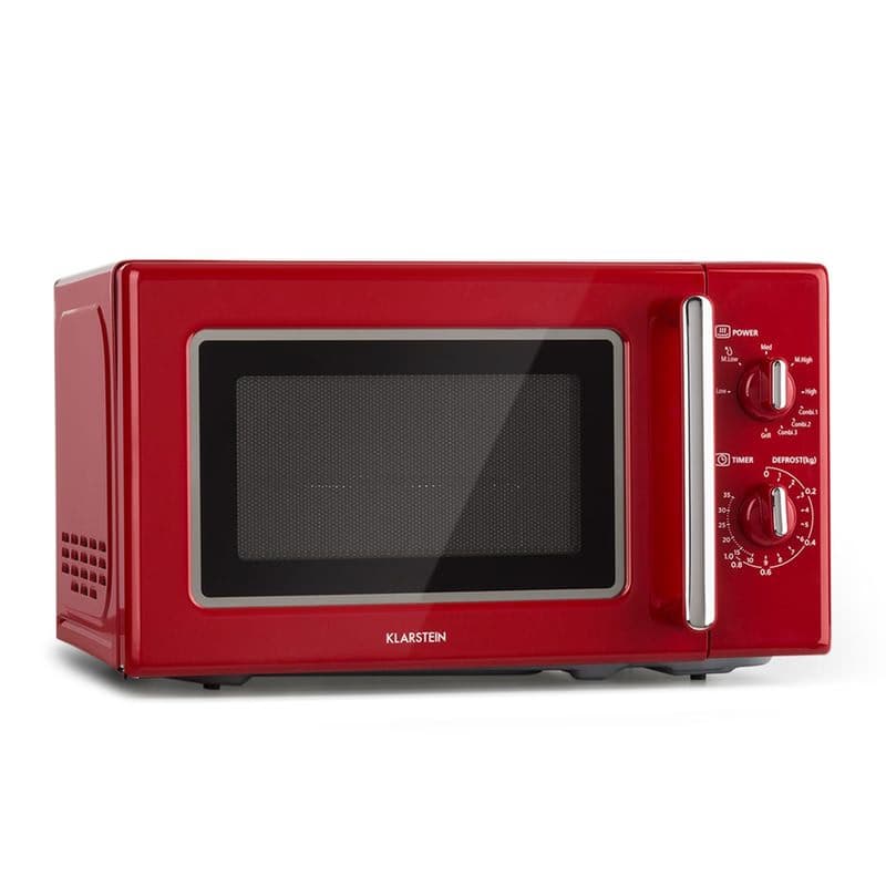 Klarstein Caroline, mikrovlnná rúra, 20 l, 700/1000 W, Ø 25,5 cm, QuickSelect, retro, červená 1