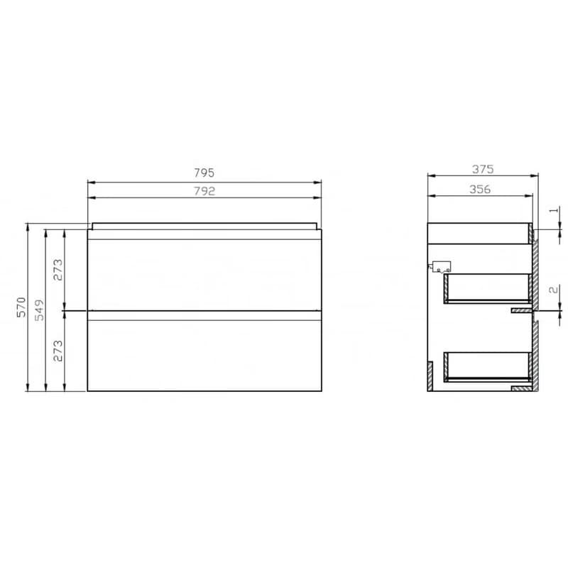 CERSANIT - SET 979 MODUO SLIM 80 BIELA DSM (SKRINKA + UMÝVADLO) S801-225-DSM 5