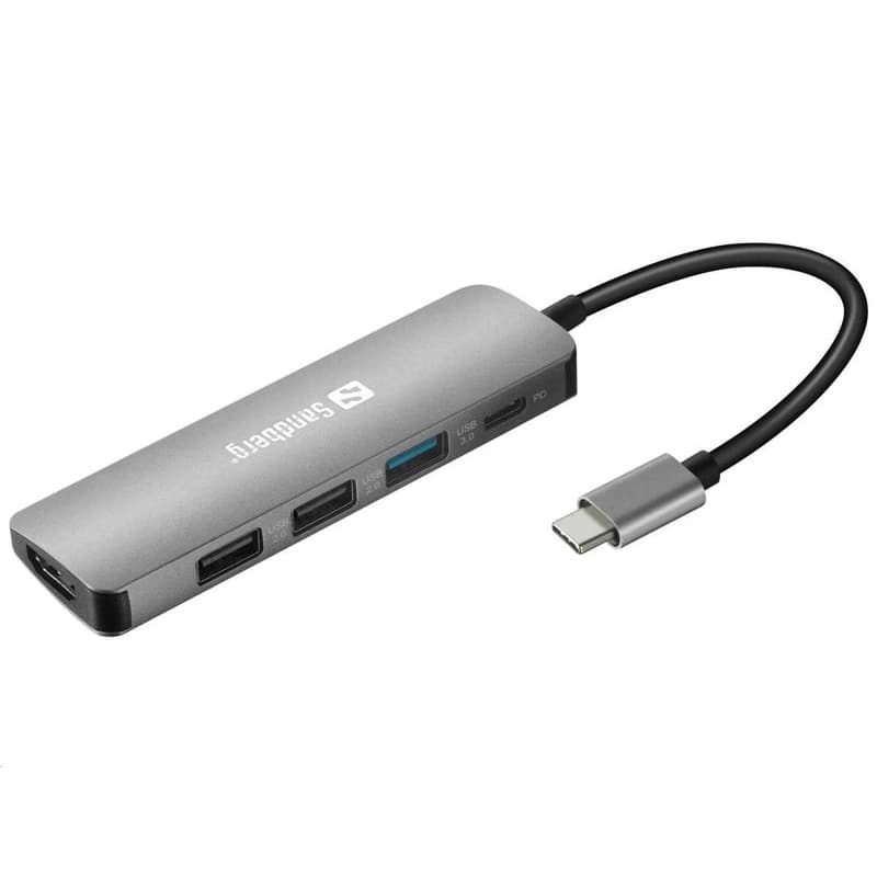 Sandberg dokovacia stanica USB-C -> HDMI + 3x USB + PD 100W 1