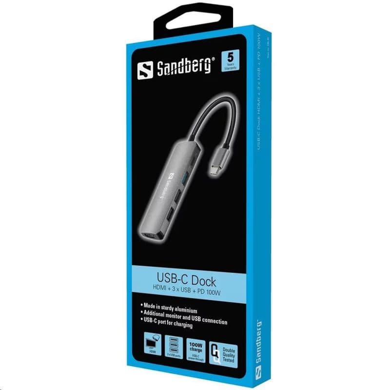 Sandberg dokovacia stanica USB-C -> HDMI + 3x USB + PD 100W 2