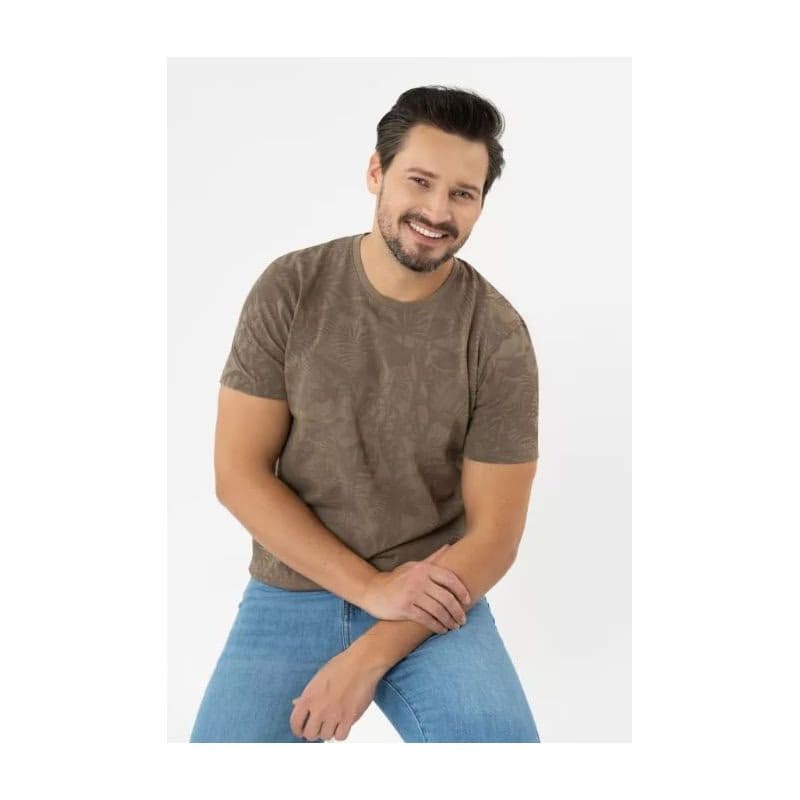 Pánske tričko s krátkym rukávom VOLCANO TM-LEFTY-BEIGE 2