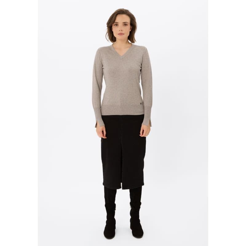 Dámsky sveter VOLCANO S-NELI-102M-BEIGE MEL 2