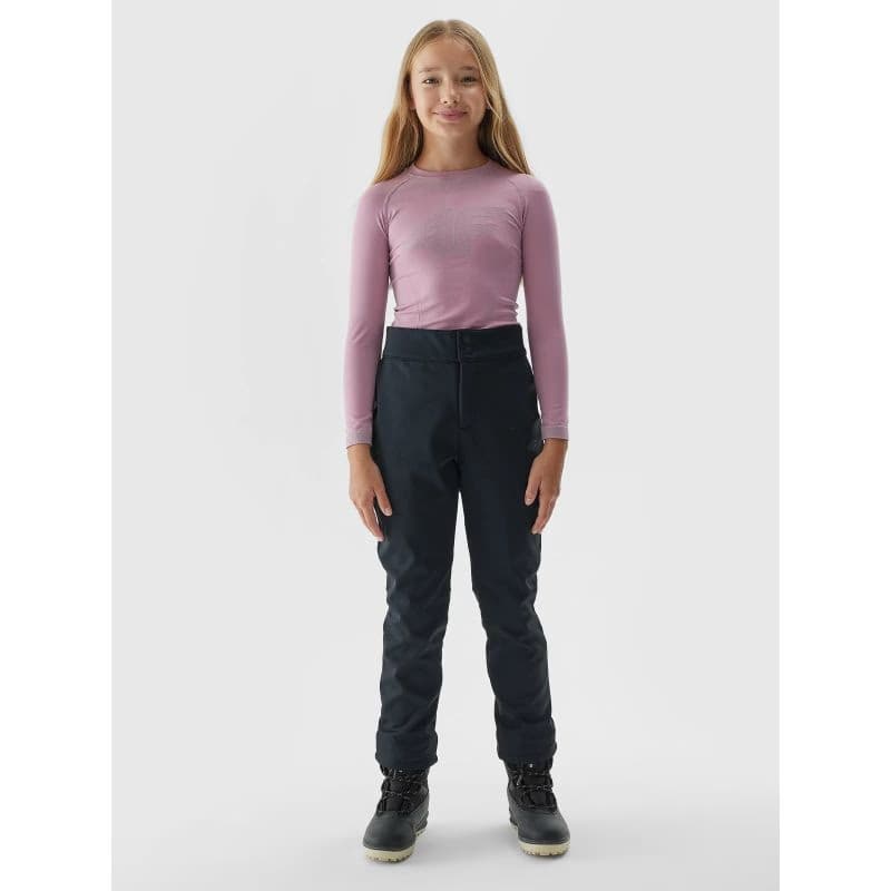 Dievčenské lyžiarske softshellové nohavice 4F JUNIOR TROUSERS FNK-JAW23TFTRF355-21S-BLACK 2