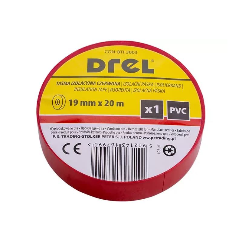 DREL Izolačná páska PVC červená 19mm x 0,18mm x 20m