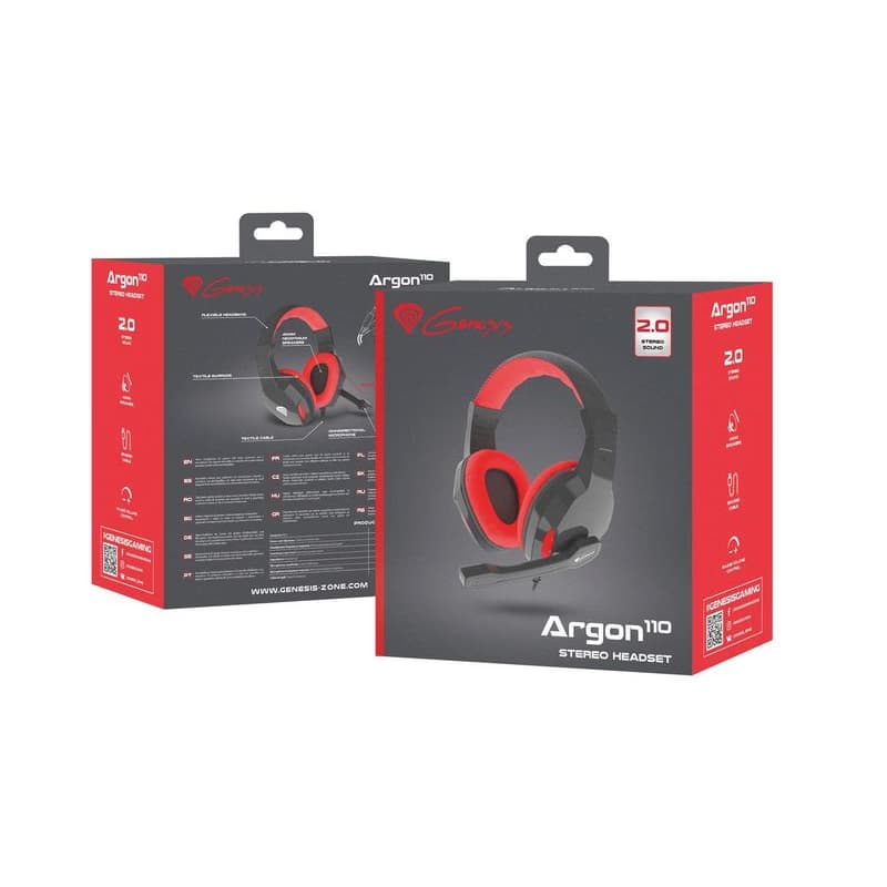 Herné stereo slúchadlá Genesis Argon 110, čierno-červené, 2x jack 5