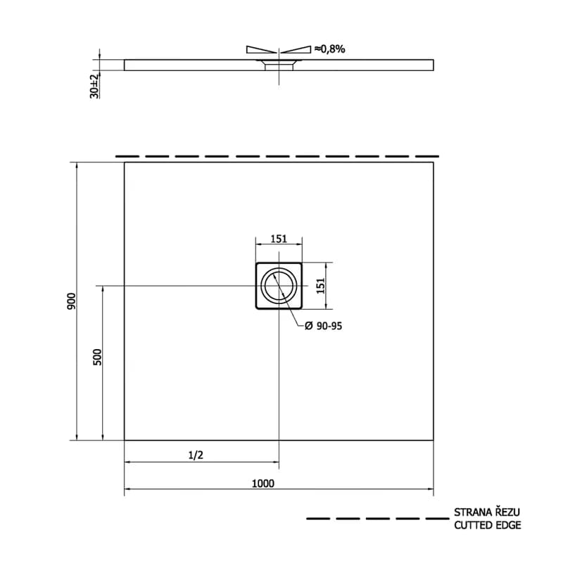 POLYSAN - FLEXIA sprchová vanička z liateho mramoru s možnosťou úpravy rozmeru 100x90cm 72925 2