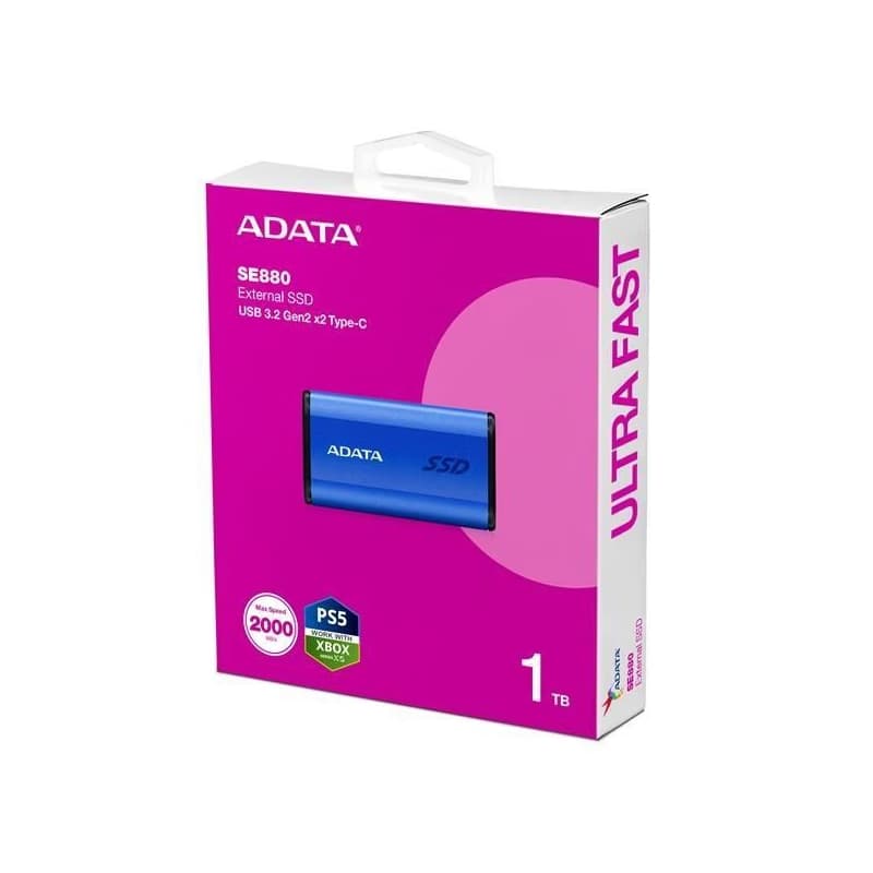 ADATA Externý SSD 1TB SE880, USB-C 3.2 Gen 2x2, R:2000/W:2000MB/s, modrá 6