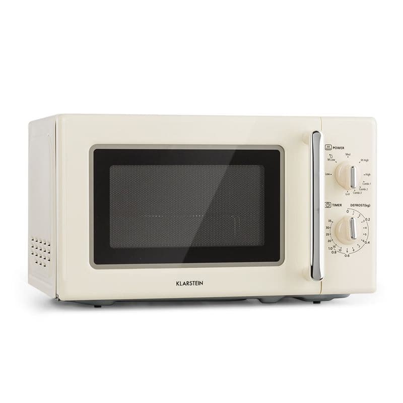 Klarstein Caroline, mikrovlnná rúra, 20 l, 700/1000 W, Ø 25,5 cm, QuickSelect, retro, krémová 1