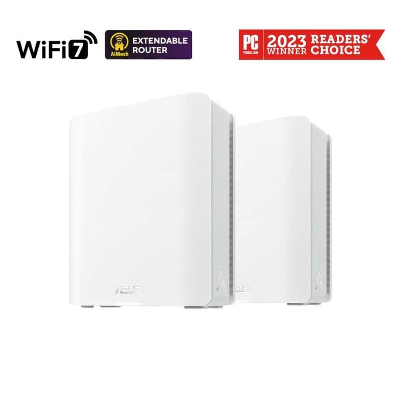 ASUS ZenWifi BT8 2-pack, WiFi7 Extendable Router, AiMesh, 1x WAN, 3x LAN, 1x 3.0 1