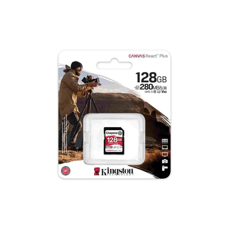 Kingston SDXC 128GB karta Canvas React Plus, UHS-II, U3, V60, R:280/W:100MB/s 3