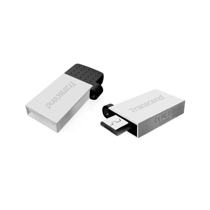 Transcend 16GB JetFlash 380S, USB 2.0/micro USB flash disk, OTG, malé rozmery, strieborne zafarbený kov 1
