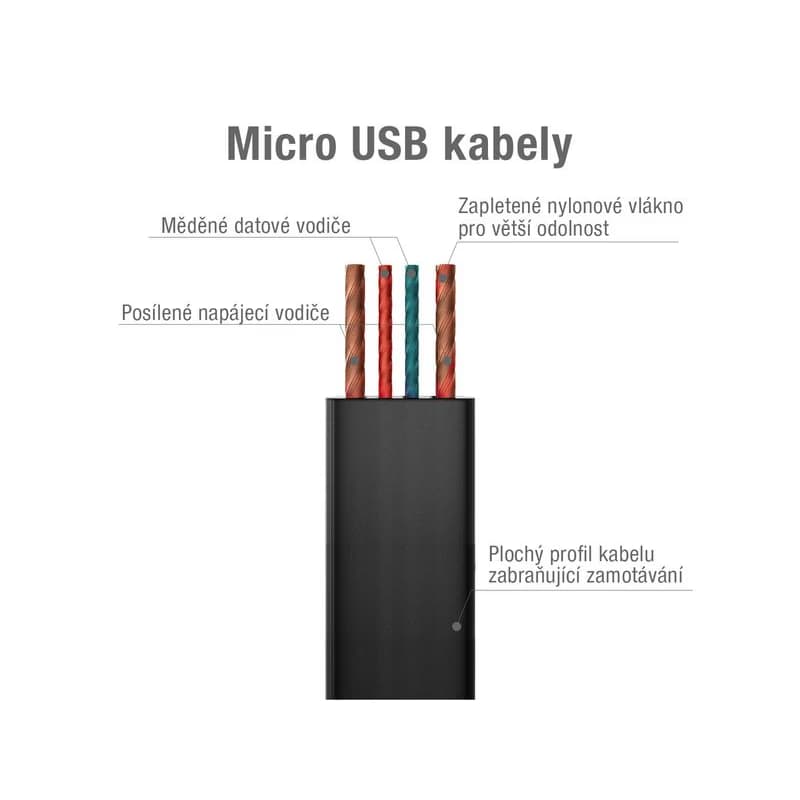 AVACOM MIC-120K kábel USB - Micro USB, 120cm, čierna 2