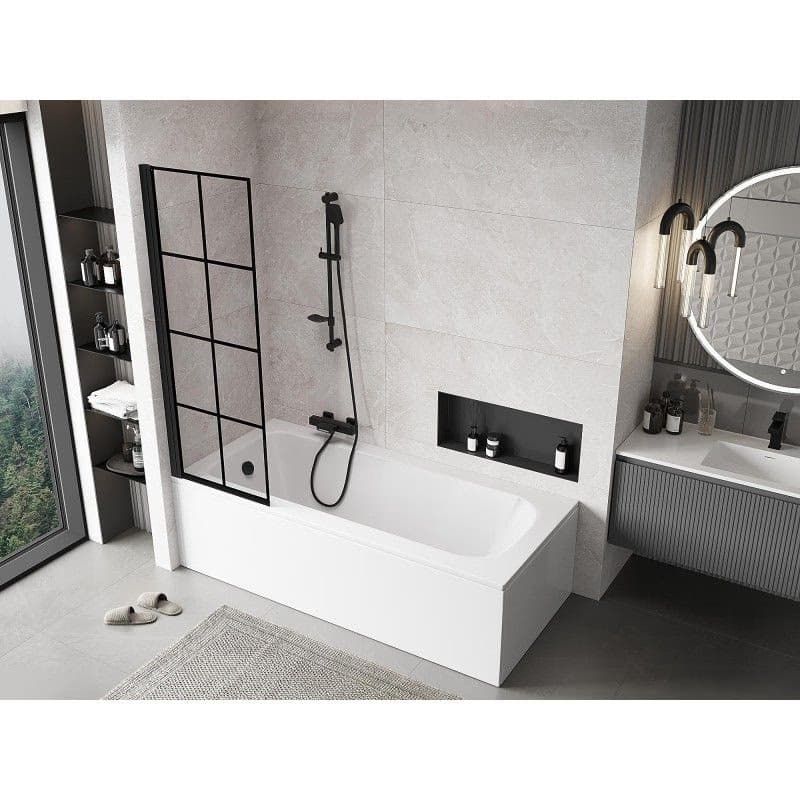 MEXEN - MIST vaňová zástena 60x150 cm 6mm 1-s, čierna, dekor, ľavá 8A9-060-001-70-77-L 5