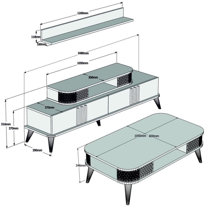 Living Room Furniture Set Eylül - White 2