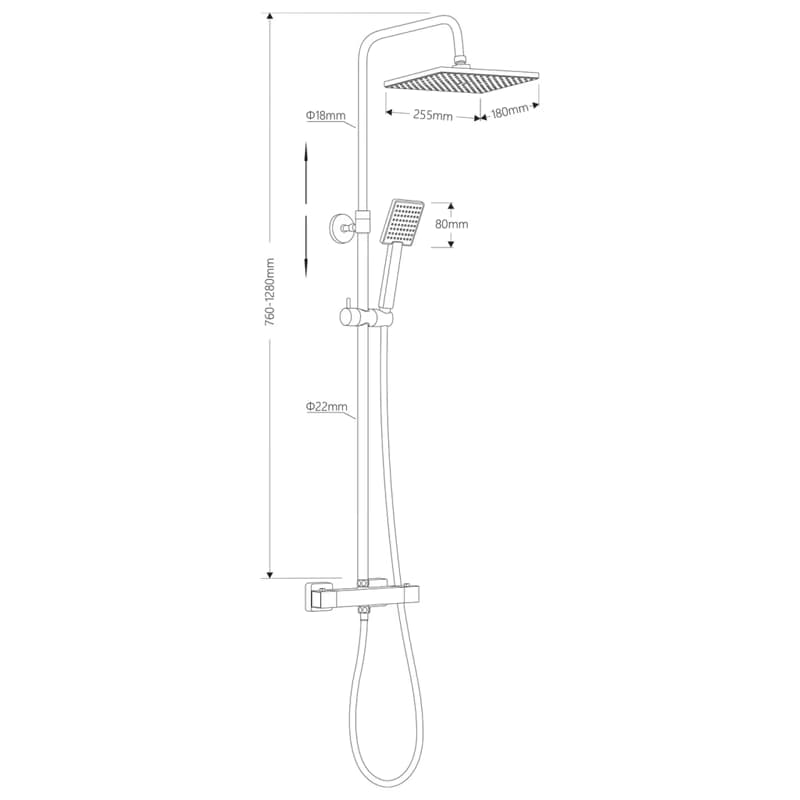 AQUALINE - TALIA sprchový stĺp s termostatickou batériou, chróm SL440 2