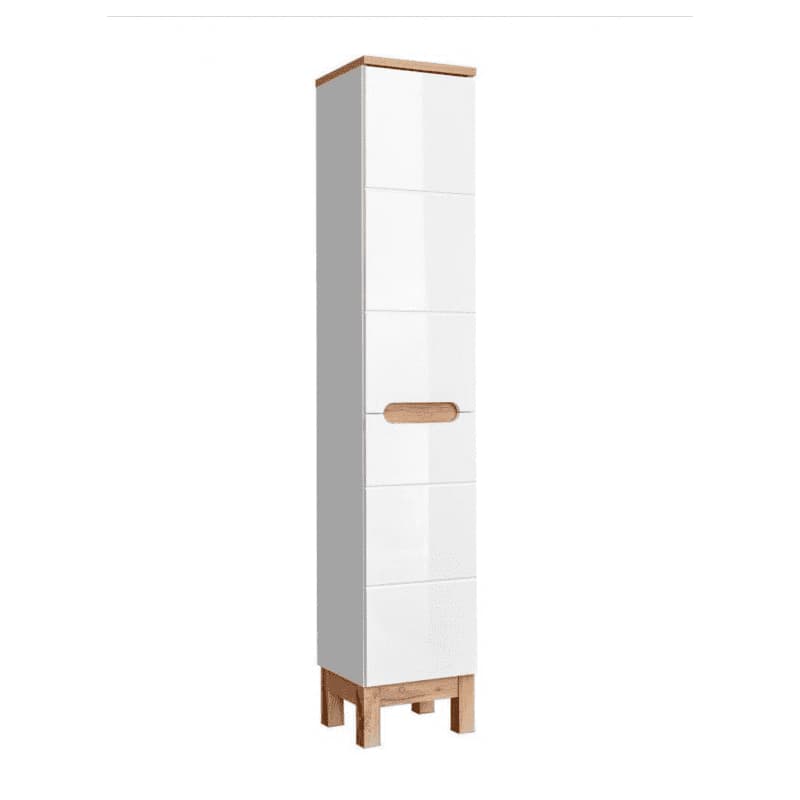 ArtCom Vysoká skrinka do kúpeľne s košom BALI White 804 1