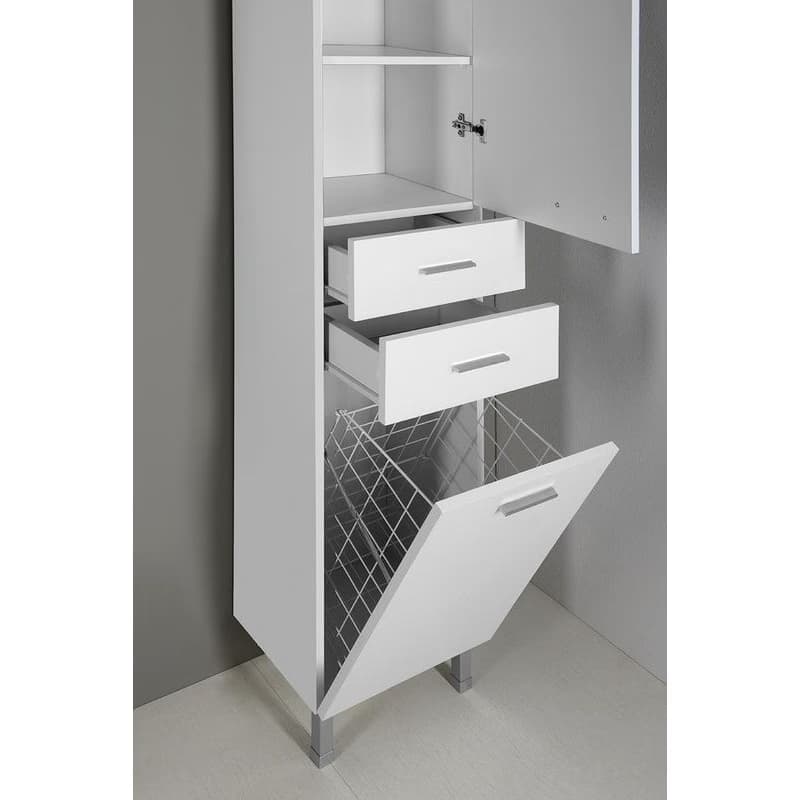 AQUALINE - ZOJA/KERAMIA FRESH skrinka vysoká s košom 35x184x29cm, biela 51230 4