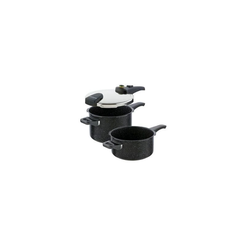 Kolimax Sada tlakových hrncov BIOMAX s BIO ventilom, priemer 22cm, objem 5.5l + 4.0l, BLACK GRANITEC 1