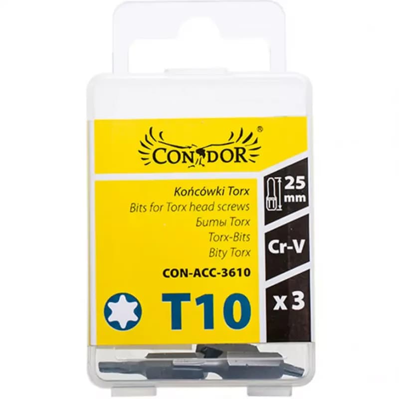 Bit Torx, T10 x 25 mm, 3 ks, Drel 1
