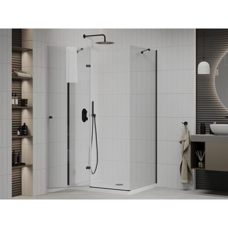 MEXEN/S - Roma sprchovací kút 120x100, transparent, čierna + biela vanička so sifónom 854-120-100-70-00-4010B 3