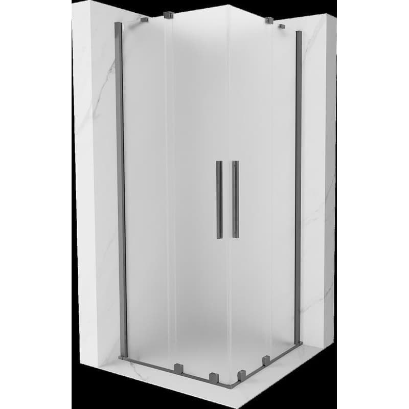 MEXEN/S - Velar Duo sprchovací kút, posuvné dvere 80 x 80, dekor, grafit metal 871-080-080-32-95