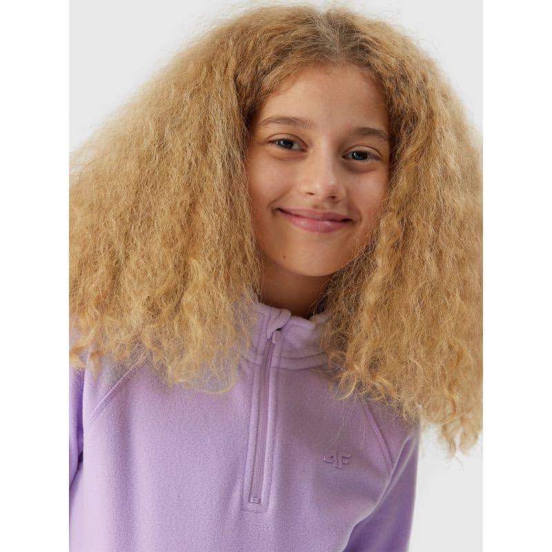 Dievčenská lyžiarska flisová mikina 4F JUNIOR FLEECE UNDERWEAR-JAW23UFLEF033-52S-LIGHT VIOLET 2