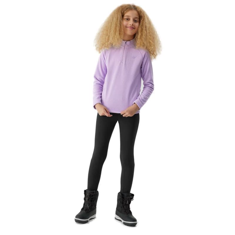 Dievčenská lyžiarska flisová mikina 4F JUNIOR FLEECE UNDERWEAR-JAW23UFLEF033-52S-LIGHT VIOLET 4