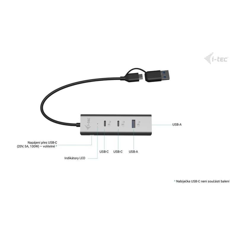 i-tec Universal Charging Metal HUB 2x USB-C + 2x USB-A Port, PD 85W 4