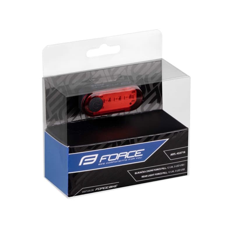 Svetlo na bicykel FORCE PILL 12 LM, 3 x LED, USB 4